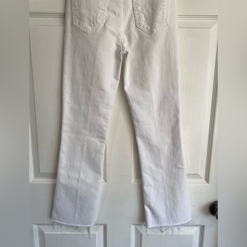 MOTHER The Hustler Ankle Fray In Fairest Of Them All White High Rise Jeans 24 - Picture 11 of 15